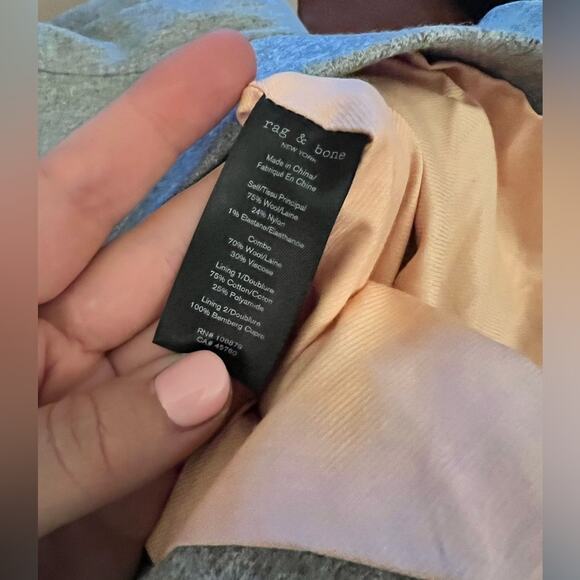 Rag and Bone Ellie boyfriend charcoal grey wool blend double breasted blazer 6 - Picture 3 of 4